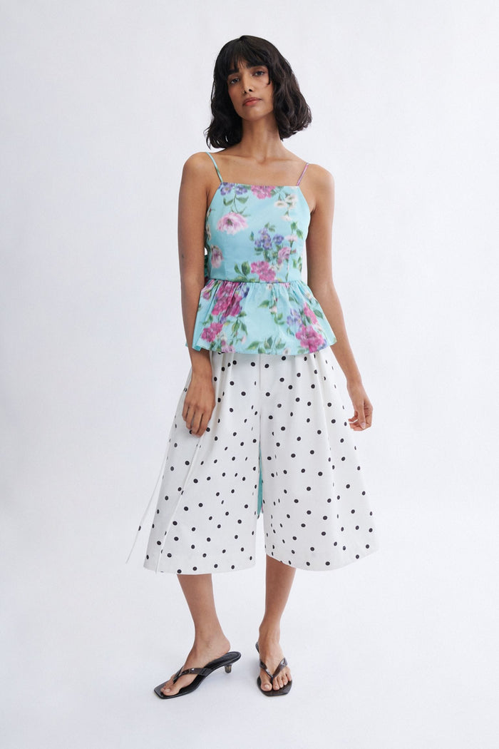 Eliza Faulkner Designs Inc. Agnes Top in Aqua Floral Taffeta