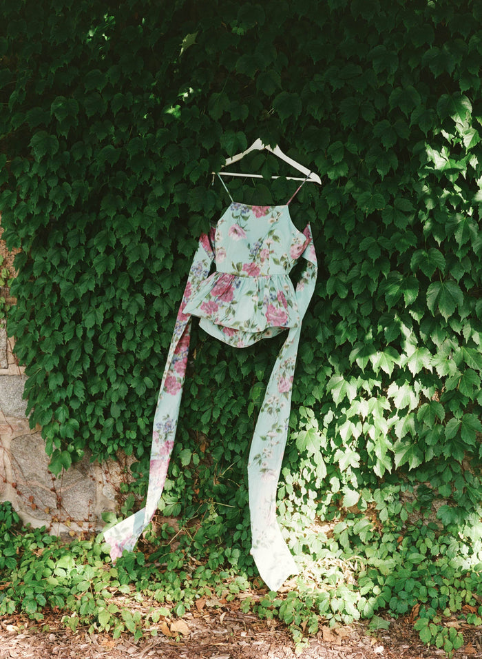 Eliza Faulkner Designs Inc. COMING SOON - Agnes Top in Aqua Floral Taffeta
