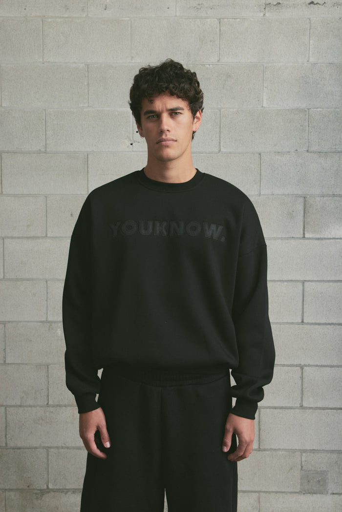 Applique Block Crew | Black/Black