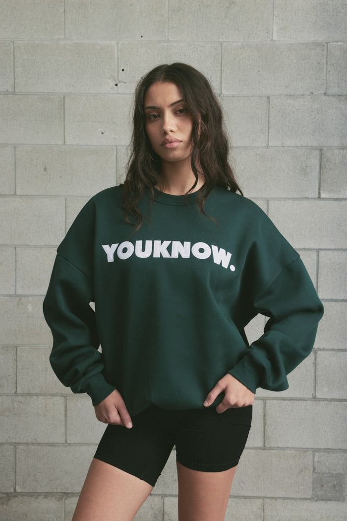 Applique Block Crew | Forest Green
