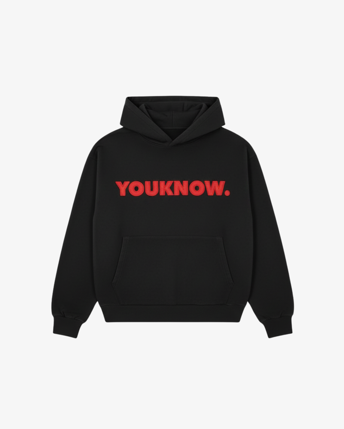 Applique Block Hoodie | Black/Red