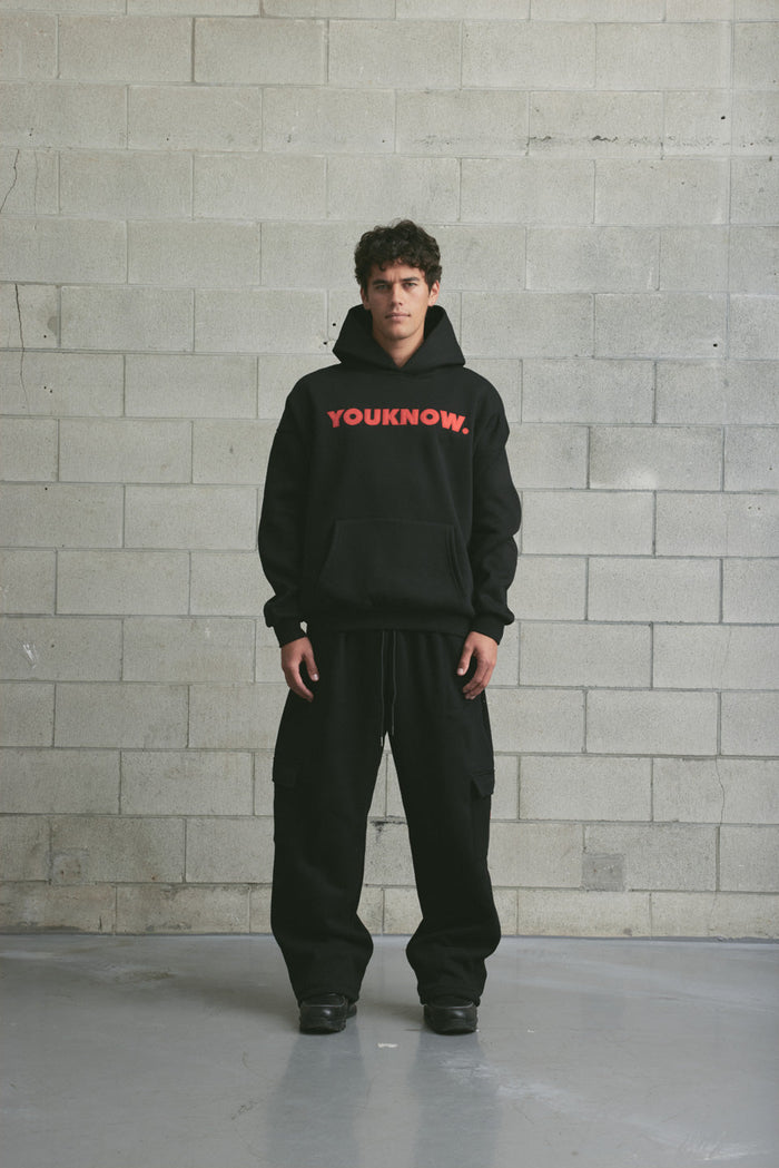 Applique Block Hoodie | Black/Red