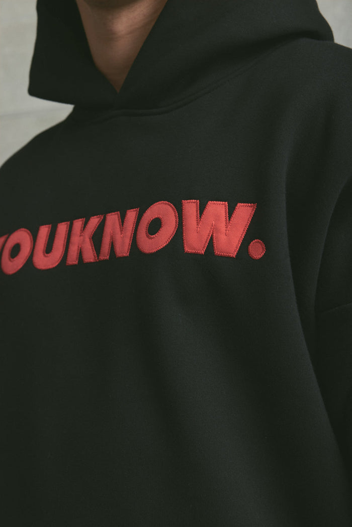 Applique Block Hoodie | Black/Red
