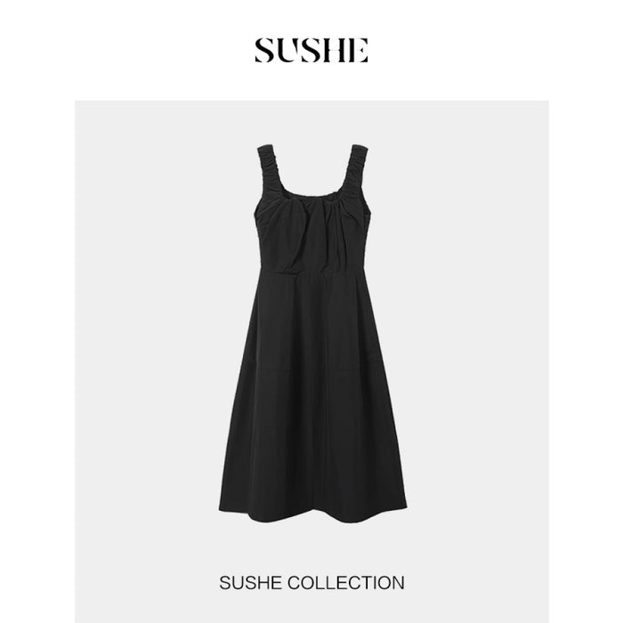 ASAYA-3739Lazy Wave U-Neck Camisole Dress🌸🖤