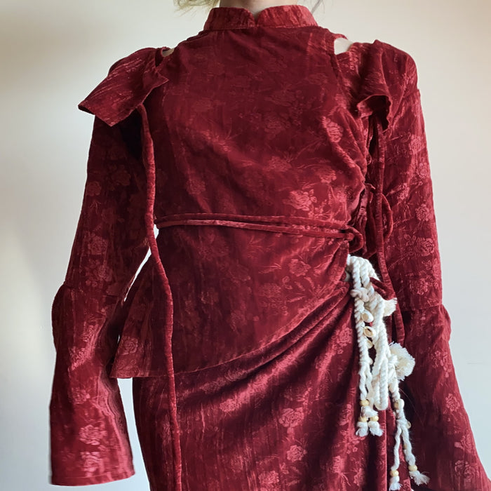 Spot Limp Online Original Winter Rose Velvet New Chinese Hairy Cheongsam Drawn Half Skirt image 2