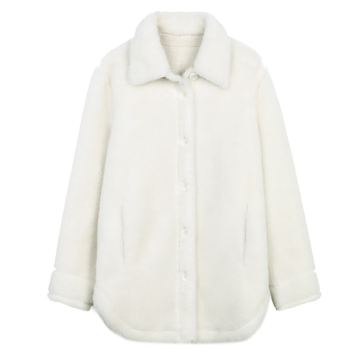 ASAYA2679 Merino wool granular velvet fur all-in-one windproof and warm loose teddy coat