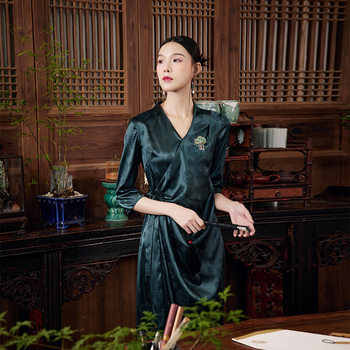 Mo Yu Ru Shi Summer Chinese style new original niche design Han element pleated lace dress image 6