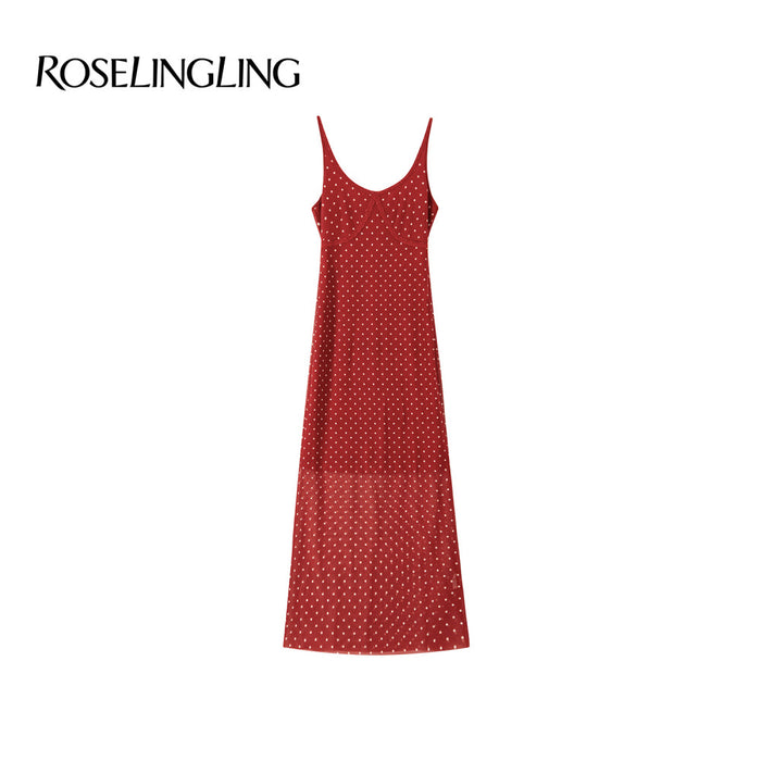 Retro red wave dot strap ribbon delivery / S
