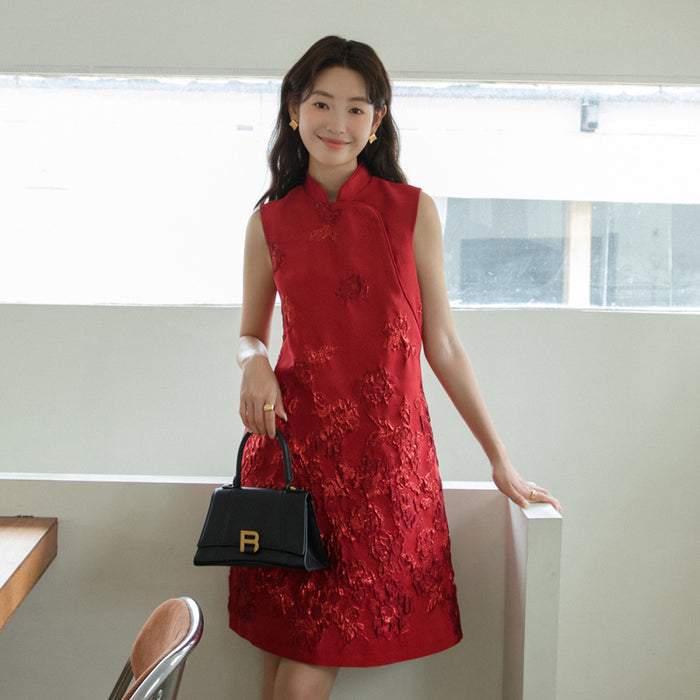 ASAYA4645 – Scarlet Bloom Cheongsam Dress 🌹✨