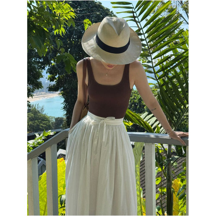 Krocchi Two tone backless bodysuit for women summer slim fit ribbed knit crew neck top image 1