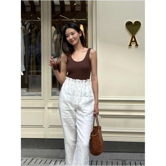 Krocchi Two tone backless bodysuit for women summer slim fit ribbed knit crew neck top image 3
