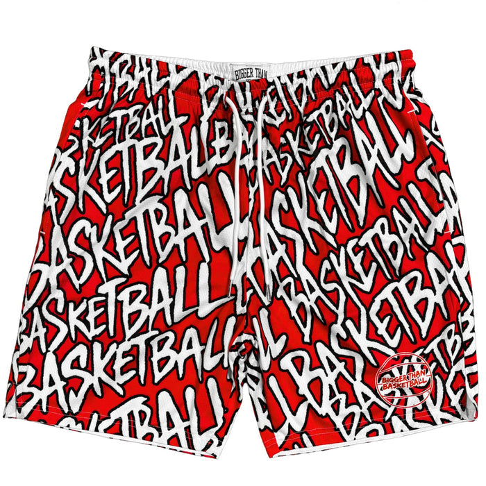 "Basketball" Graffiti - Shorts - Red