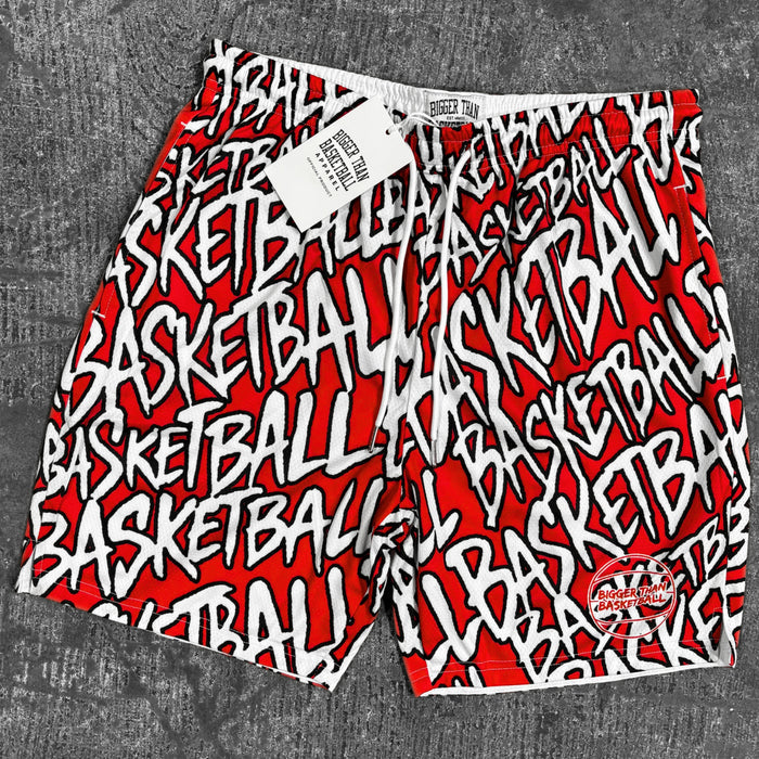 "Basketball" Graffiti - Shorts - Red