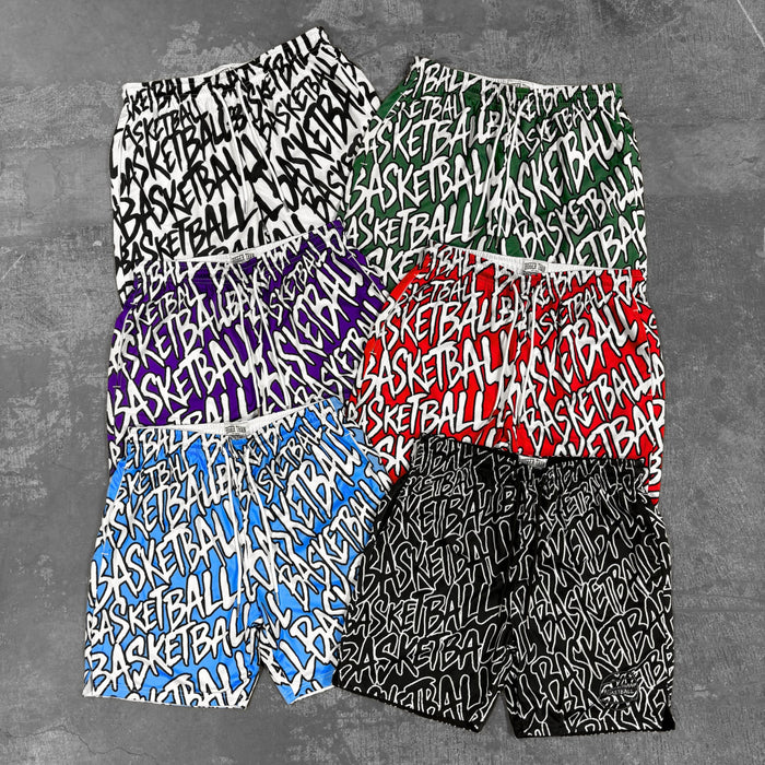 "Basketball" Graffiti - Shorts - Red