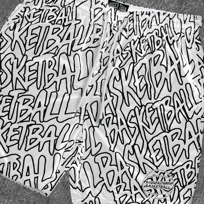 "Basketball" Graffiti - Shorts - White