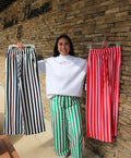 Black Stripped Wide Leg Pants