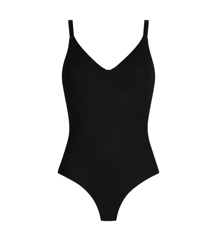 Body femme avec soutien-gorge intégré en microfibre Noir Dim Invisible