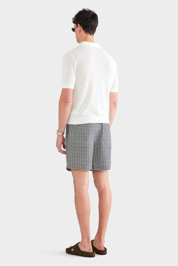 Boucle Open Knit Polo - Off White