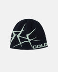 BRAMBLES BEANIE DARK BLUE - dark blue knit beanie, front view - Cold Culture