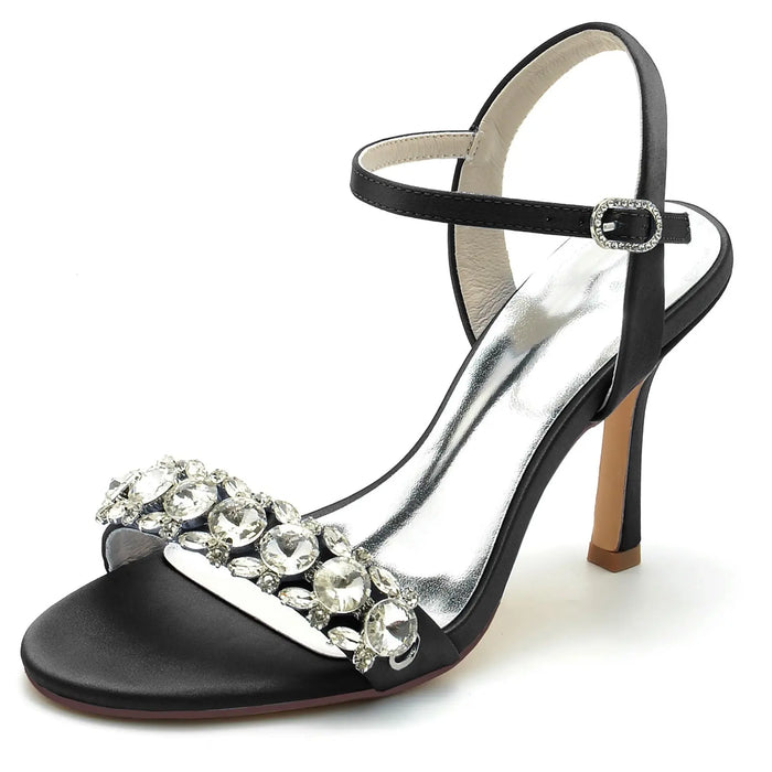Bridal Open Toe High Heel Sandals with Rhinestone Ankle Strap HH026 Sheer Fairy