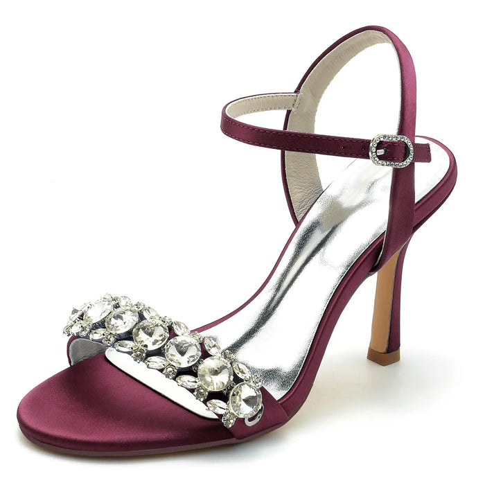 Bridal Open Toe High Heel Sandals with Rhinestone Ankle Strap HH026 Sheer Fairy