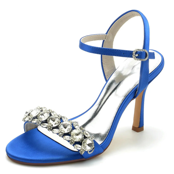 Bridal Open Toe High Heel Sandals with Rhinestone Ankle Strap HH026 Sheer Fairy
