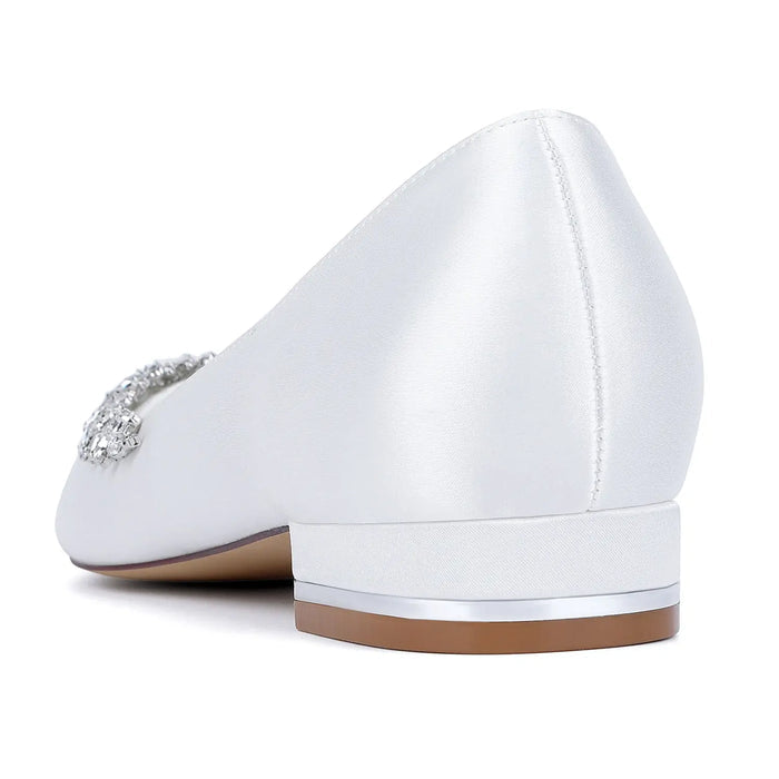 Bridal Pointed Toe Flat Shoes with Rhinestone Decor for Wedding HH025 Sheer Fairy