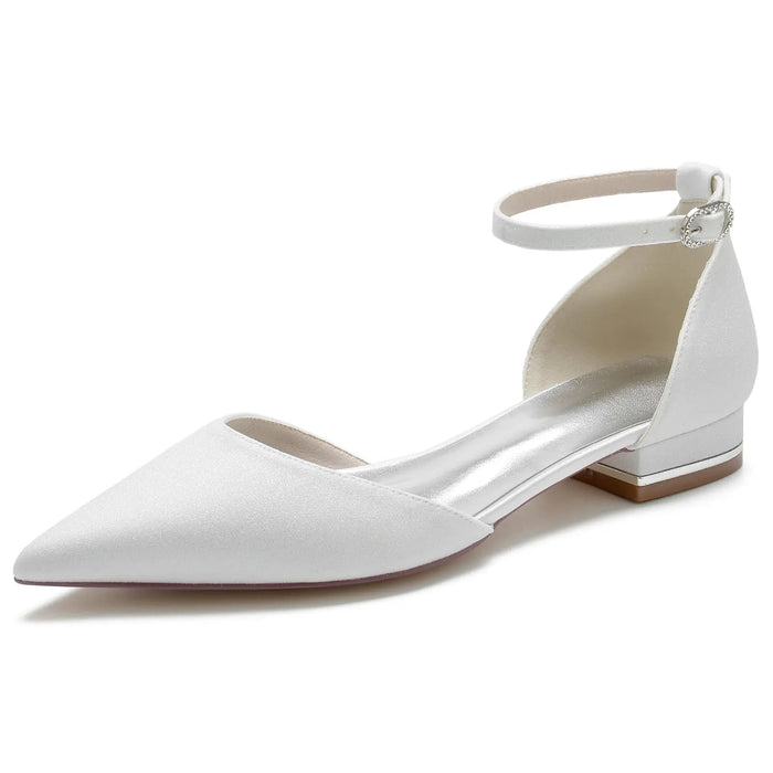 Bridal Pointed Toe Low Block Heel Sandals for Wedding HH028 Sheer Fairy