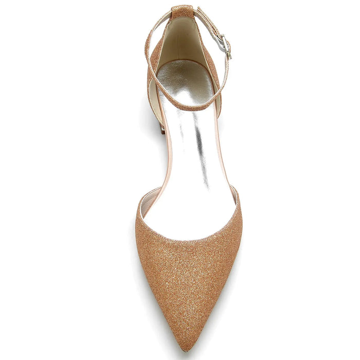 Bridal Pointed Toe Low Block Heel Sandals for Wedding HH028 Sheer Fairy