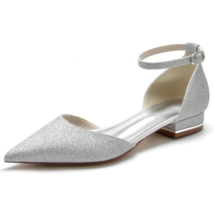 Bridal Pointed Toe Low Block Heel Sandals for Wedding HH028 Sheer Fairy