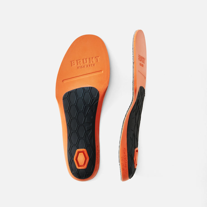 Bottom and side view of BRUNT high arch performance cush'n work boot insole