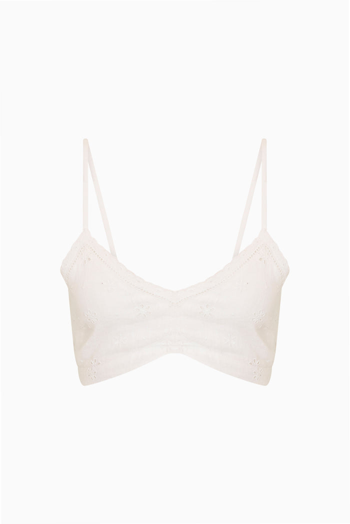 Brynnette Eyelet Linen Bralette Top