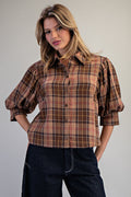 Came Back Better Cappuccino Plaid Top
