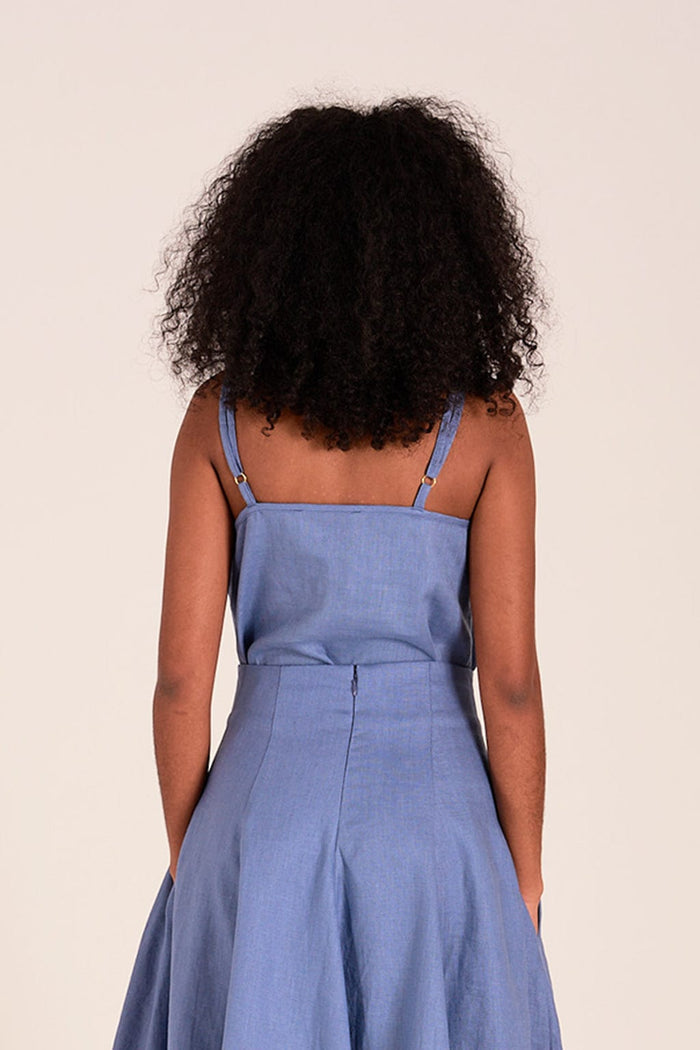 Eliza Faulkner Designs Inc. Tops Cami Slip Tank Periwinkle Blue Linen