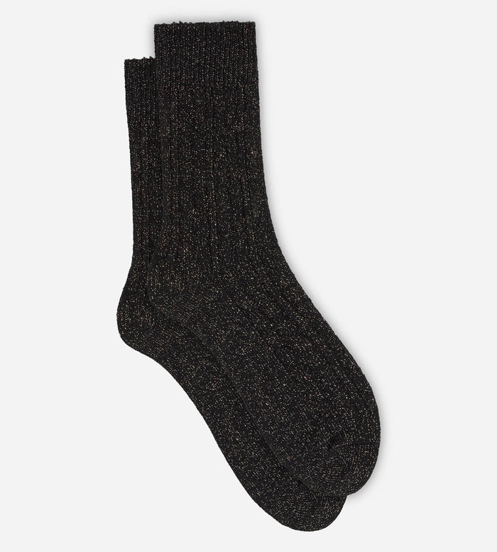 Chaussettes femme côtelées noir La Mode