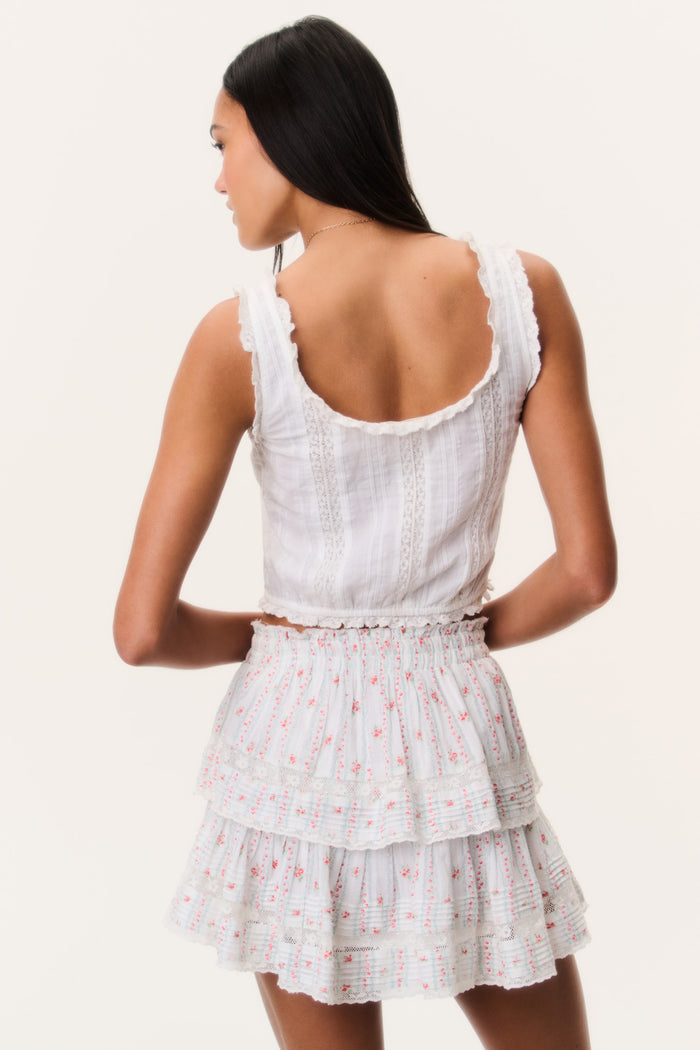Cherry Stripe Ruffle Mini Skirt