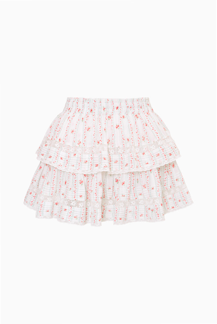 Cherry Stripe Ruffle Mini Skirt