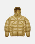 CLOUD ARMOUR PUFFER OLIVE GREEN - olive green hooded puffer jacket, front view - Cold Culture
