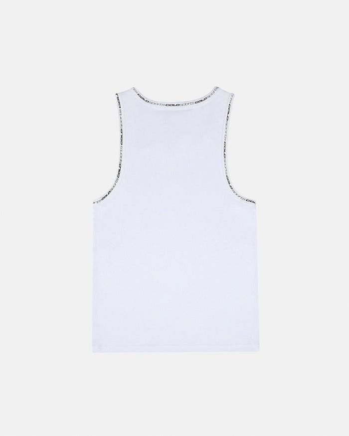 COLD SPORT TANK TOP WHITE - white ribbed tank top, back view - Cold Culture