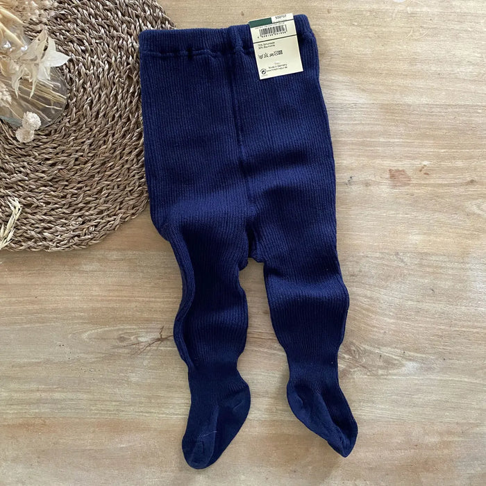 Collant en laine et coton bio Hirsch Natur – Marine