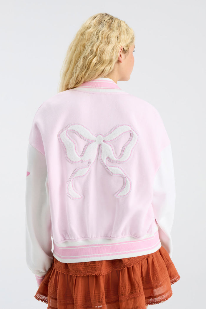 Collegiate Varsity Jacket - LONGHORN PINK