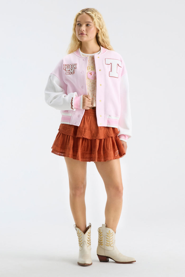 Collegiate Varsity Jacket - LONGHORN PINK