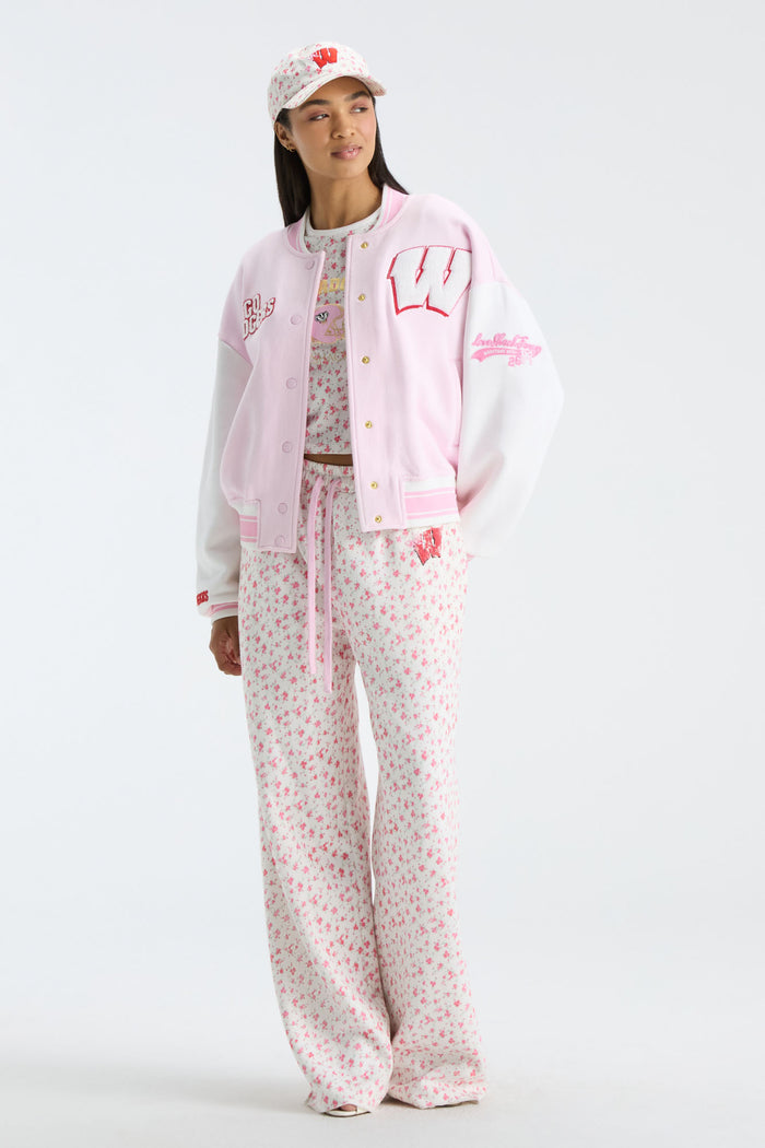 Collegiate Varsity Jacket - WISCONSIN PINK