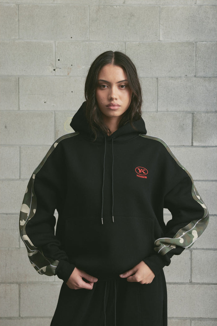 Colour Block Hoodie | Washed Black