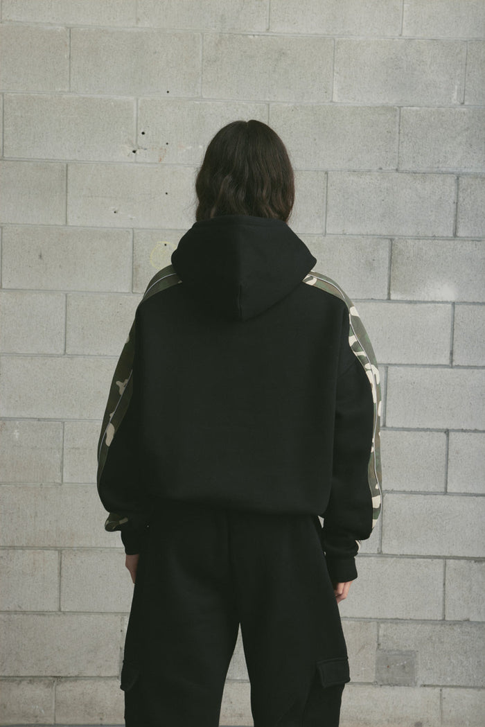 Colour Block Hoodie | Washed Black