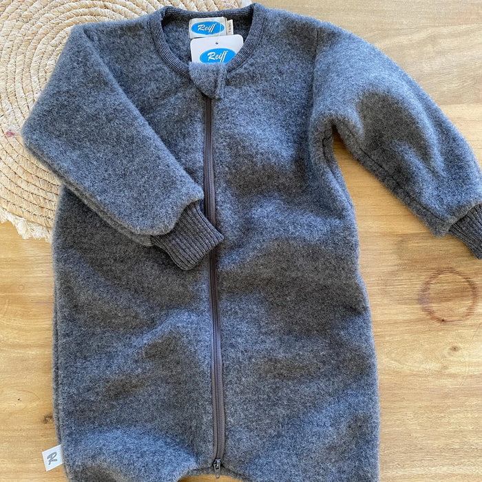 Combinaison de nuit bébé en polaire de laine bio Reiff - Gris Rock