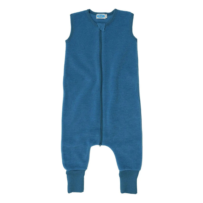 Combinaison de nuit bébé sans manches en polaire de laine bio Reiff - Pacific blue