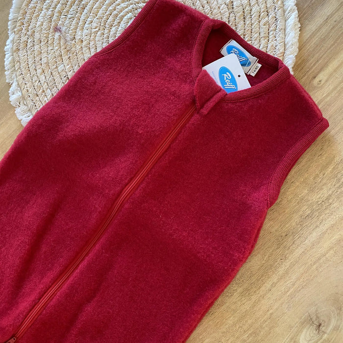 Combinaison de nuit bébé sans manches en polaire de laine bio Reiff - Rouge