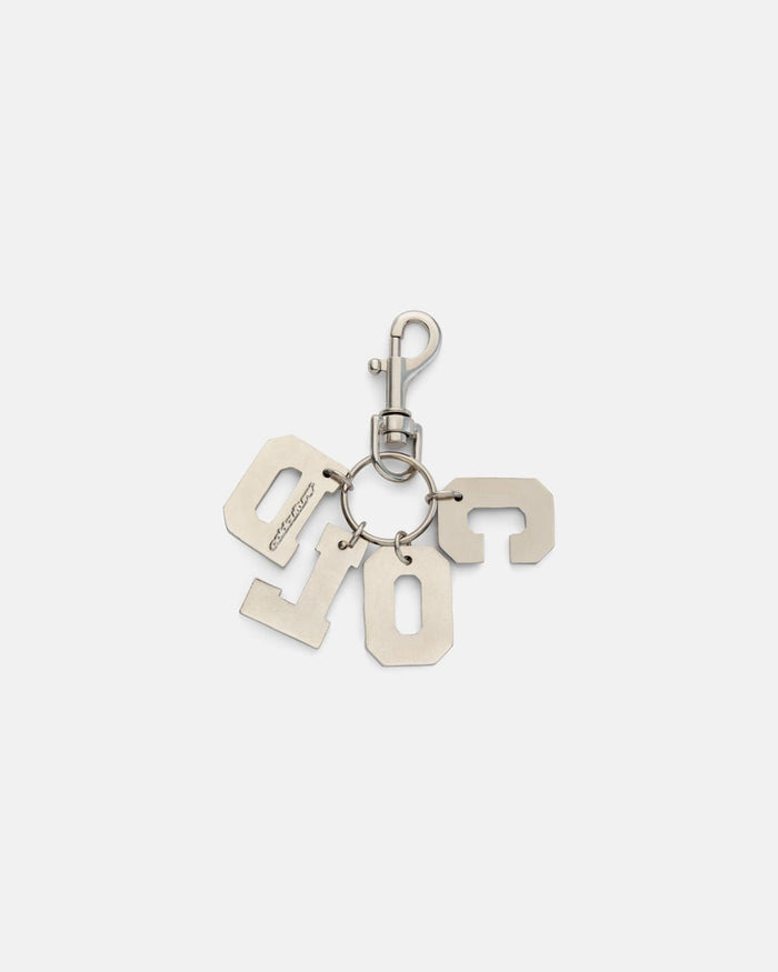 COMBO KEYCHAIN - silver letter charm keychain, back view - Cold Culture