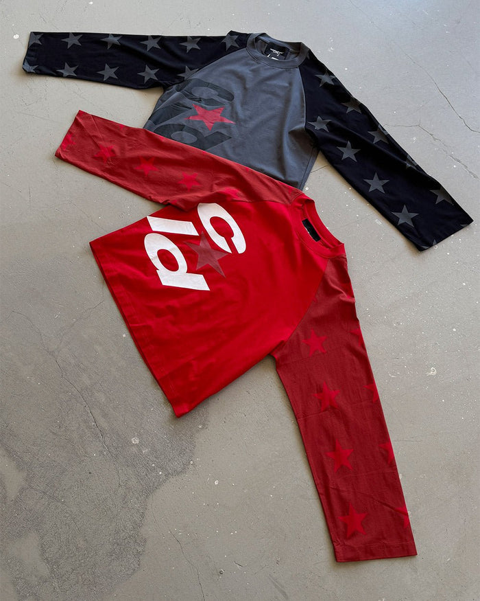 CONSTELLATION LONGSLEEVE GREY - grey star print longsleeve tee, flat lay with matching pieces - Cold Culture